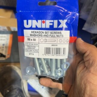 Hexagon Set Screws Washers and full Nuts M8 x 50